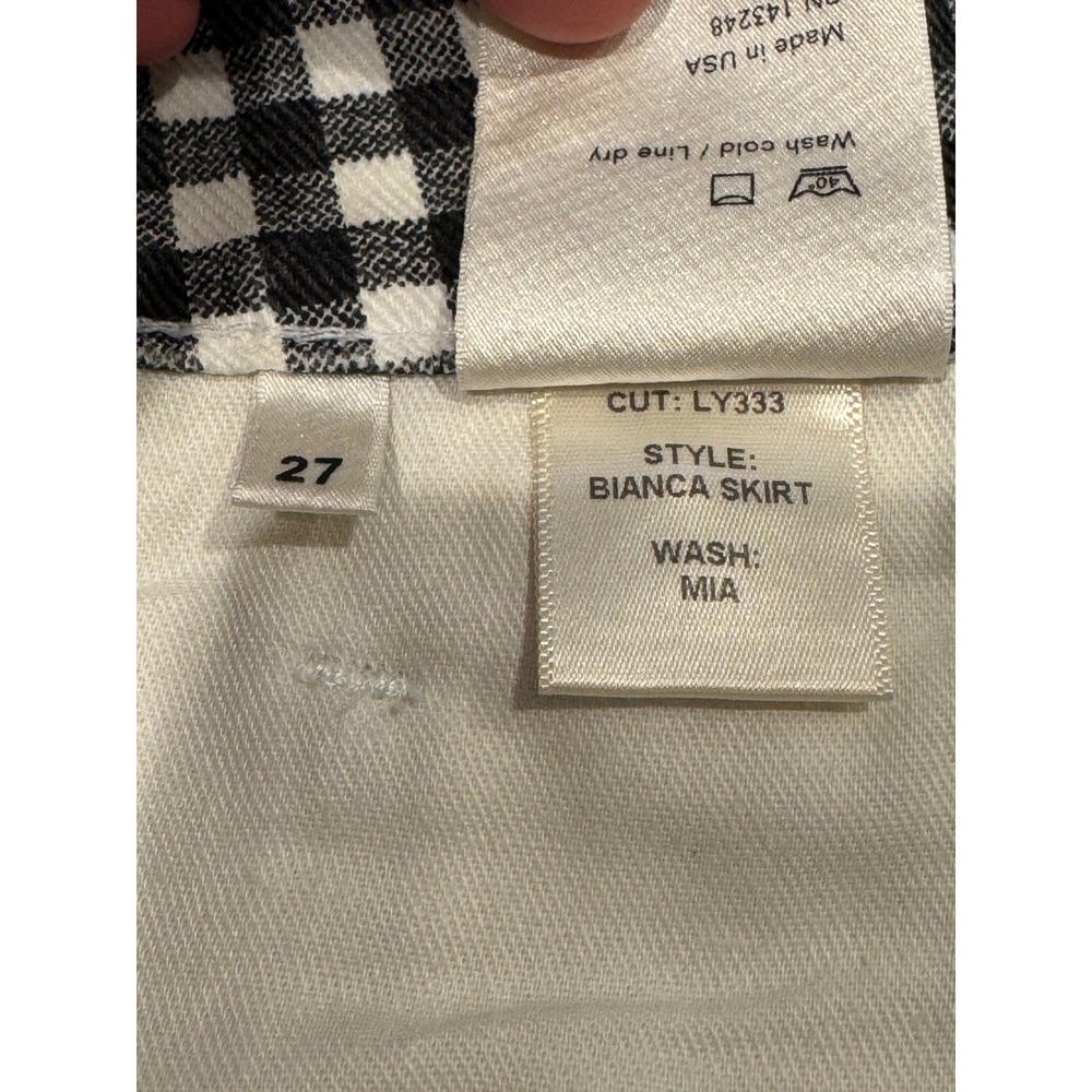 Reformation Bianca Skirt Mia Gingham Black White Front Button Mini Skirt 27 - Picture 6 of 8